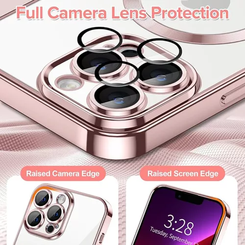 Techsuit - Luxury Crystal MagSafe tok - iPhone 13 Pro - Rózsaszín átlátszó