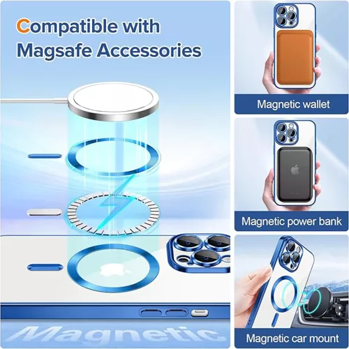 Techsuit - Luxury Crystal MagSafe tok - iPhone 13 Pro - Kék átlátszó