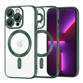   Techsuit - Luxury Crystal MagSafe tok - iPhone 13 Pro - Sötétzöld átlátszó