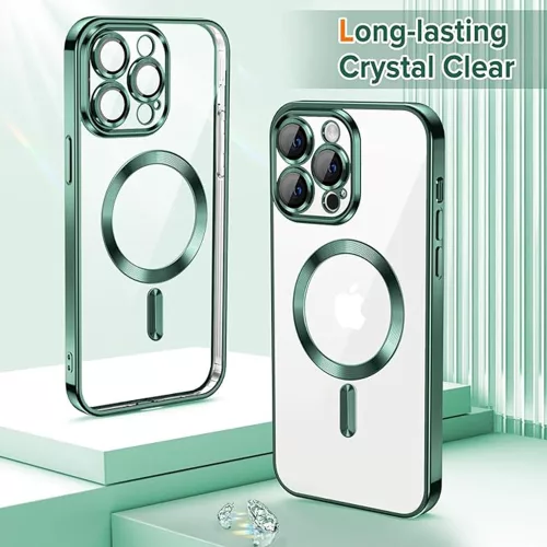 Techsuit - Luxury Crystal MagSafe tok - iPhone 13 Pro - Sötétzöld átlátszó