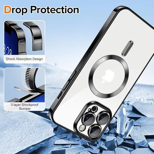 Techsuit - Luxury Crystal MagSafe tok - iPhone 13 Pro Max - Fekete átlátszó
