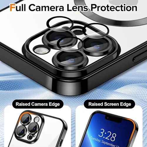 Techsuit - Luxury Crystal MagSafe tok - iPhone 13 Pro Max - Fekete átlátszó