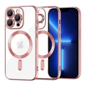   Techsuit - Luxury Crystal MagSafe tok - iPhone 13 Pro Max - Rózsaszín átlátszó
