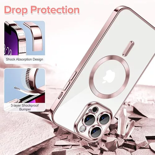Techsuit - Luxury Crystal MagSafe tok - iPhone 13 Pro Max - Rózsaszín átlátszó