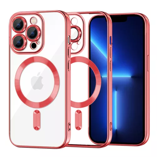 Techsuit - Luxury Crystal MagSafe tok - iPhone 13 Pro Max - Piros átlátszó