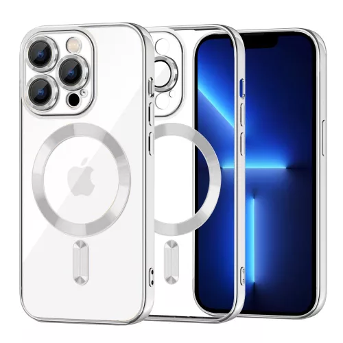 Techsuit - Luxury Crystal MagSafe tok - iPhone 13 Pro Max - Ezüst átlátszó