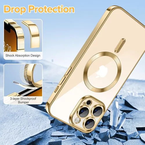 Techsuit - Luxury Crystal MagSafe tok - iPhone 13 Pro Max - Arany átlátszó