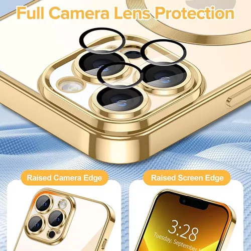Techsuit - Luxury Crystal MagSafe tok - iPhone 13 Pro Max - Arany átlátszó