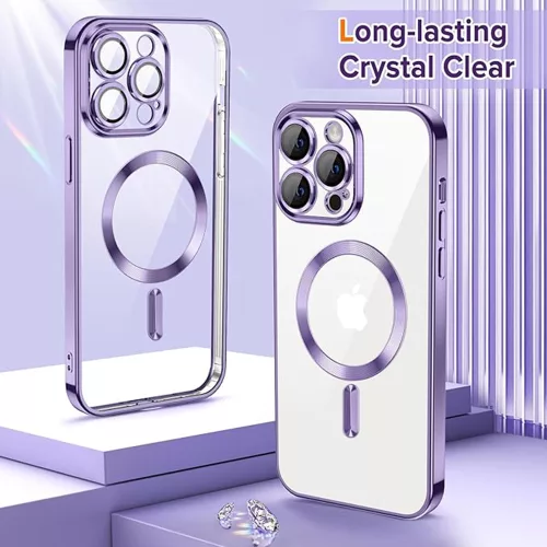 Techsuit - Luxury Crystal MagSafe tok - iPhone 13 Pro Max - Lila átlátszó
