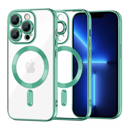 Techsuit - Luxury Crystal MagSafe tok - iPhone 13 Pro Max - Zöld átlátszó