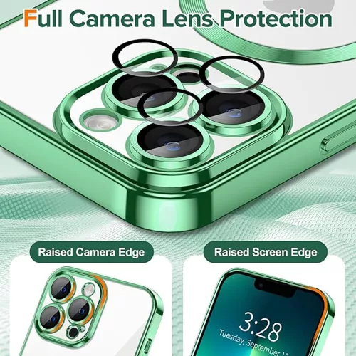 Techsuit - Luxury Crystal MagSafe tok - iPhone 13 Pro Max - Zöld átlátszó