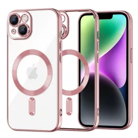   Techsuit - Luxury Crystal MagSafe tok - iPhone 14 - Rózsaszín átlátszó