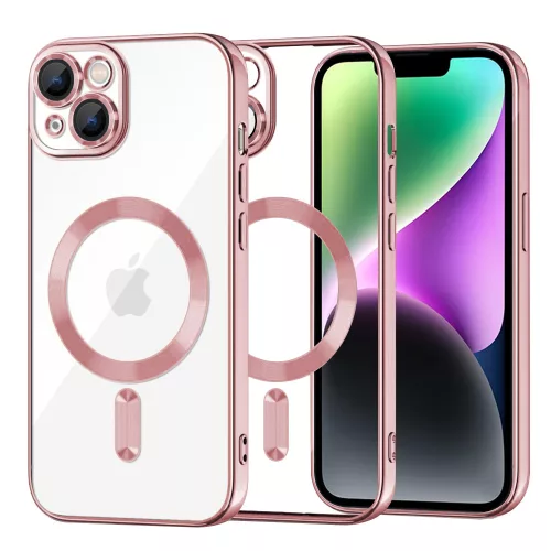 Techsuit - Luxury Crystal MagSafe tok - iPhone 14 - Rózsaszín átlátszó