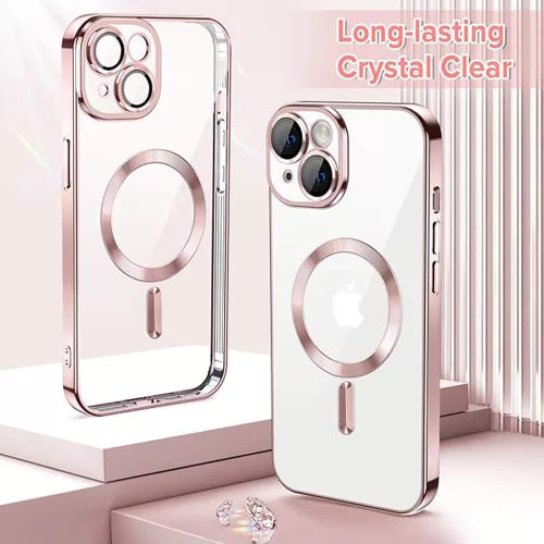 Techsuit - Luxury Crystal MagSafe tok - iPhone 14 - Rózsaszín átlátszó