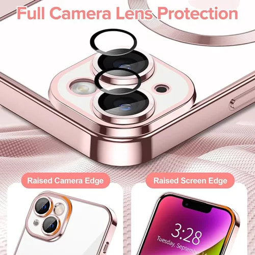 Techsuit - Luxury Crystal MagSafe tok - iPhone 14 - Rózsaszín átlátszó