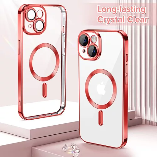 Techsuit - Luxury Crystal MagSafe tok - iPhone 14 - Piros átlátszó