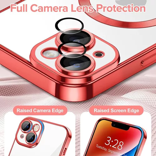 Techsuit - Luxury Crystal MagSafe tok - iPhone 14 - Piros átlátszó
