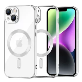   Techsuit - Luxury Crystal MagSafe tok - iPhone 14 - Ezüst átlátszó