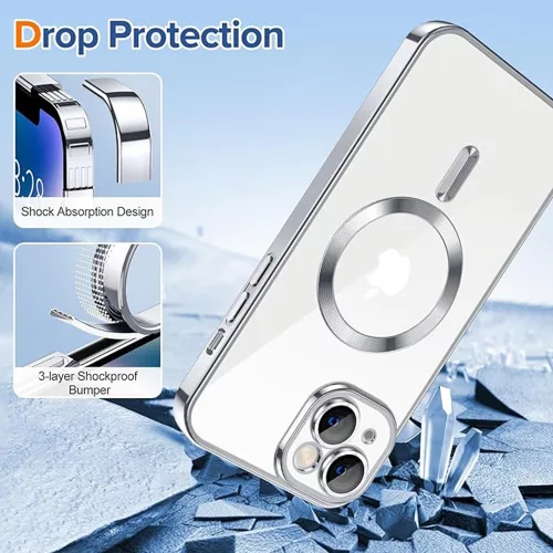 Techsuit - Luxury Crystal MagSafe tok - iPhone 14 - Ezüst átlátszó