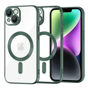   Techsuit - Luxury Crystal MagSafe tok - iPhone 14 - Sötétzöld átlátszó