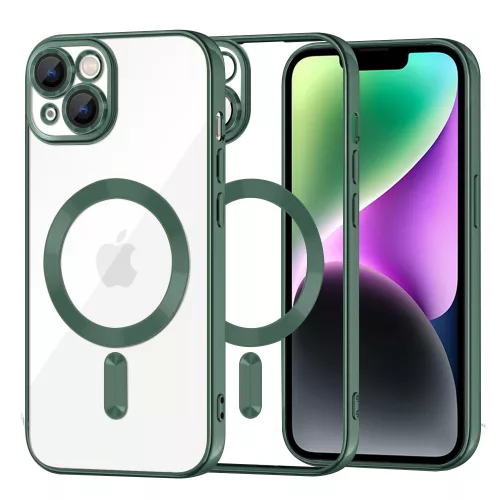 Techsuit - Luxury Crystal MagSafe tok - iPhone 14 - Sötétzöld átlátszó