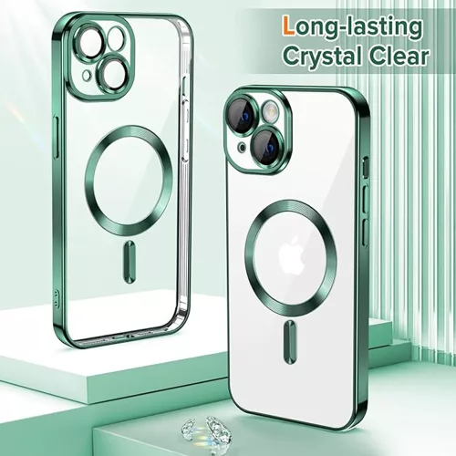 Techsuit - Luxury Crystal MagSafe tok - iPhone 14 - Sötétzöld átlátszó