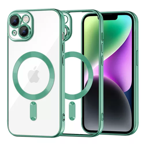Techsuit - Luxury Crystal MagSafe tok - iPhone 14 - Zöld átlátszó