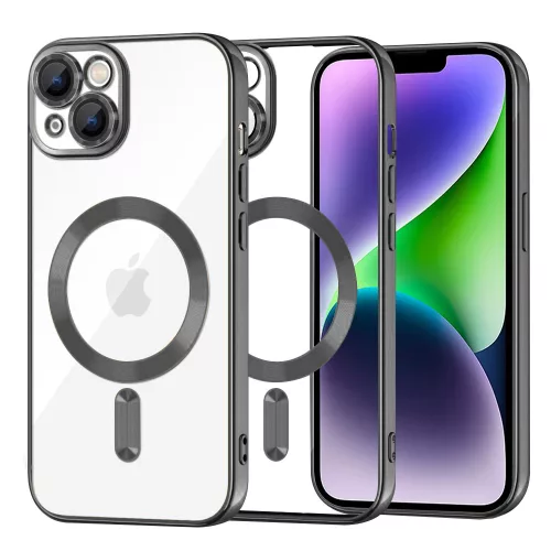 Techsuit - Luxury Crystal MagSafe tok - iPhone 14 Plus - Fekete átlátszó