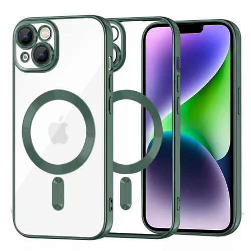 Techsuit - Luxury Crystal MagSafe tok - iPhone 14 Plus - Sötétzöld átlátszó