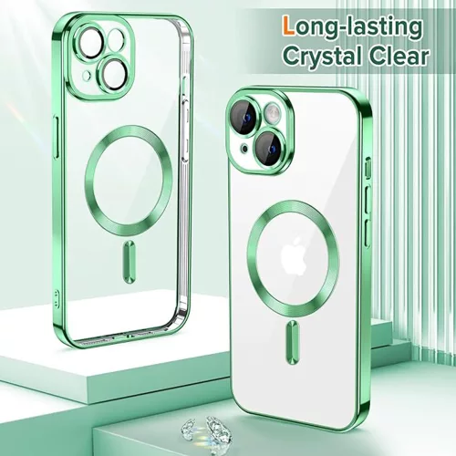 Techsuit - Luxury Crystal MagSafe tok - iPhone 14 Plus - Zöld átlátszó