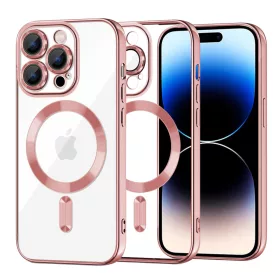   Techsuit - Luxury Crystal MagSafe tok - iPhone 14 Pro - Rózsaszín átlátszó