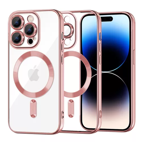 Techsuit - Luxury Crystal MagSafe tok - iPhone 14 Pro - Rózsaszín átlátszó