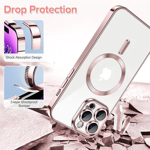Techsuit - Luxury Crystal MagSafe tok - iPhone 14 Pro - Rózsaszín átlátszó