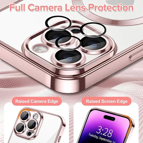Techsuit - Luxury Crystal MagSafe tok - iPhone 14 Pro - Rózsaszín átlátszó
