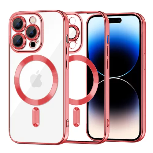 Techsuit - Luxury Crystal MagSafe tok - iPhone 14 Pro - Piros átlátszó