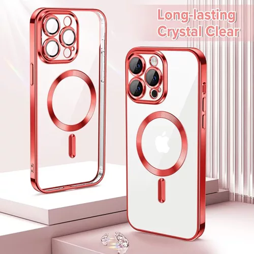 Techsuit - Luxury Crystal MagSafe tok - iPhone 14 Pro - Piros átlátszó