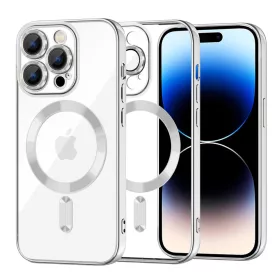   Techsuit - Luxury Crystal MagSafe tok - iPhone 14 Pro - Ezüst átlátszó