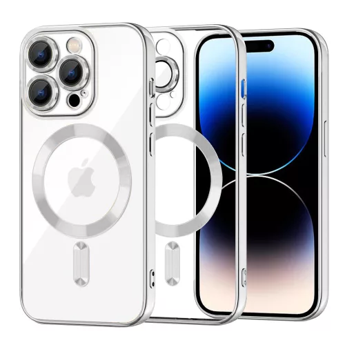 Techsuit - Luxury Crystal MagSafe tok - iPhone 14 Pro - Ezüst átlátszó