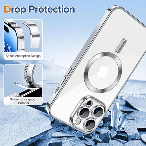 Techsuit - Luxury Crystal MagSafe tok - iPhone 14 Pro - Ezüst átlátszó