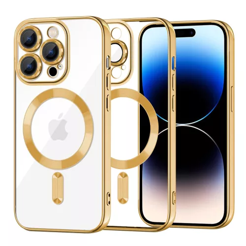 Techsuit - Luxury Crystal MagSafe tok - iPhone 14 Pro - Arany átlátszó