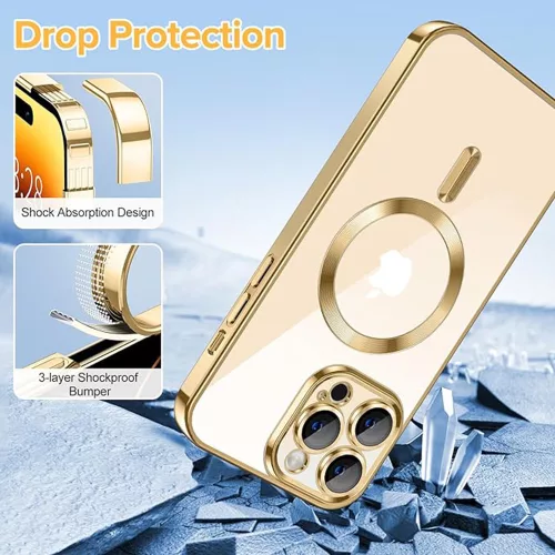 Techsuit - Luxury Crystal MagSafe tok - iPhone 14 Pro - Arany átlátszó