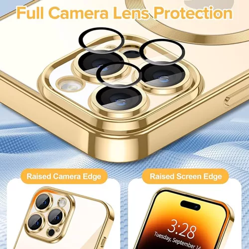 Techsuit - Luxury Crystal MagSafe tok - iPhone 14 Pro - Arany átlátszó