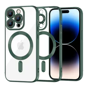   Techsuit - Luxury Crystal MagSafe tok - iPhone 14 Pro - Sötétzöld átlátszó