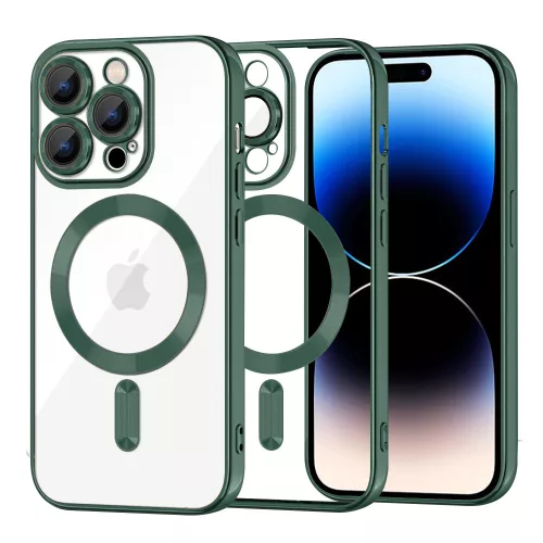 Techsuit - Luxury Crystal MagSafe tok - iPhone 14 Pro - Sötétzöld átlátszó