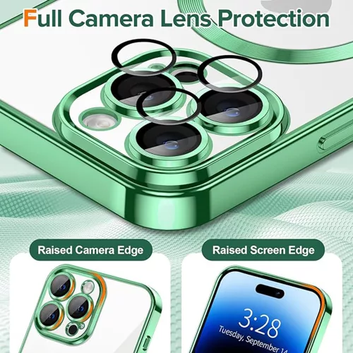 Techsuit - Luxury Crystal MagSafe tok - iPhone 14 Pro - Zöld átlátszó
