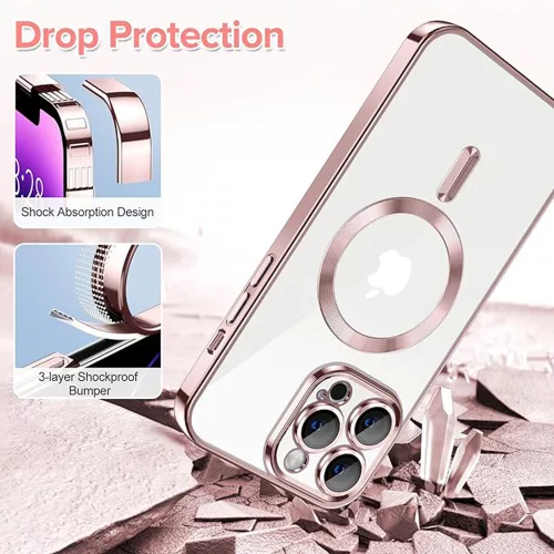 Techsuit - Luxury Crystal MagSafe tok - iPhone 14 Pro Max - Rózsaszín átlátszó