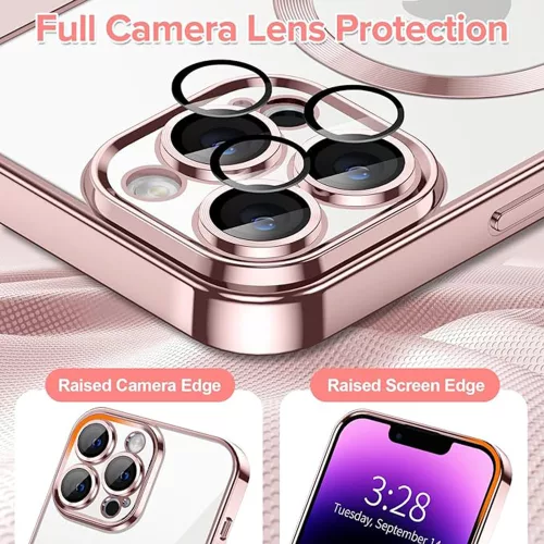 Techsuit - Luxury Crystal MagSafe tok - iPhone 14 Pro Max - Rózsaszín átlátszó