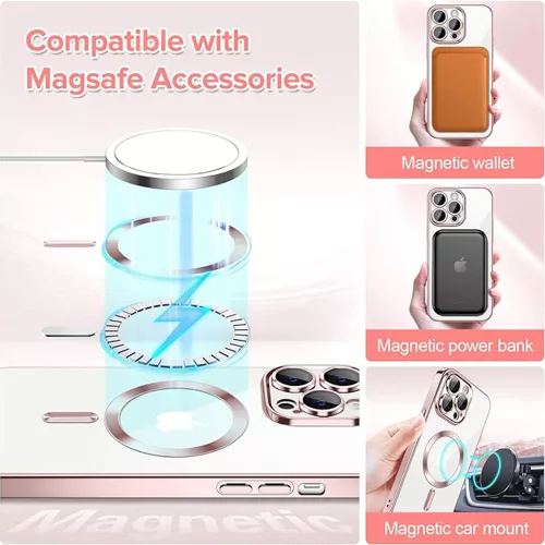 Techsuit - Luxury Crystal MagSafe tok - iPhone 14 Pro Max - Rózsaszín átlátszó