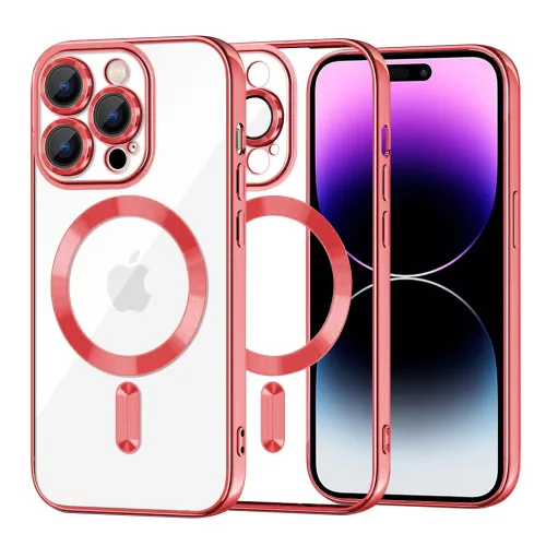 Techsuit - Luxury Crystal MagSafe tok - iPhone 14 Pro Max - Piros átlátszó