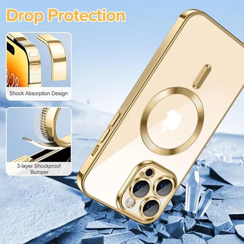 Techsuit - Luxury Crystal MagSafe tok - iPhone 14 Pro Max - Arany átlátszó